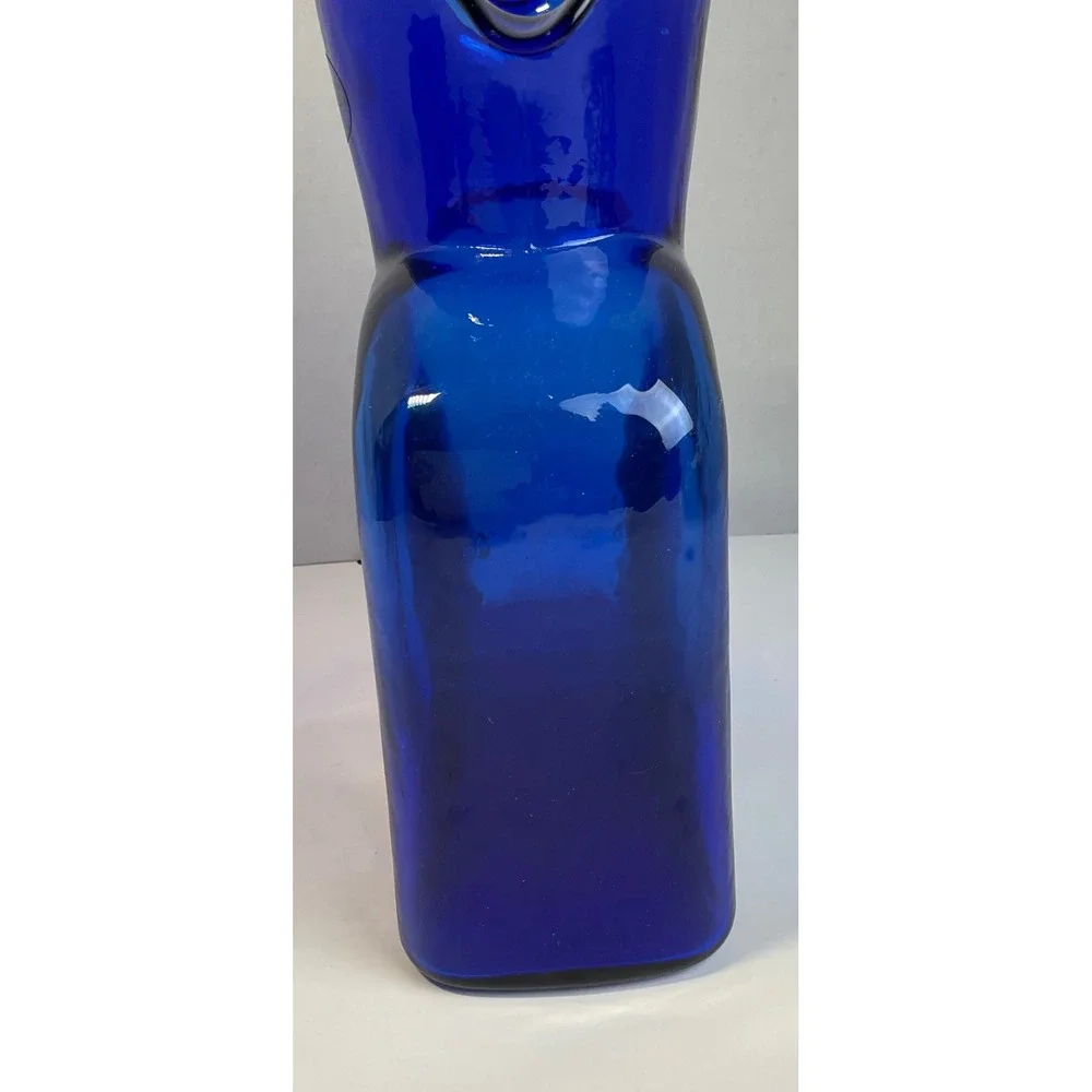Blenko Cobalt Blue Glass Water Carafe Pitcher 384 Pinched Spout Made in USA